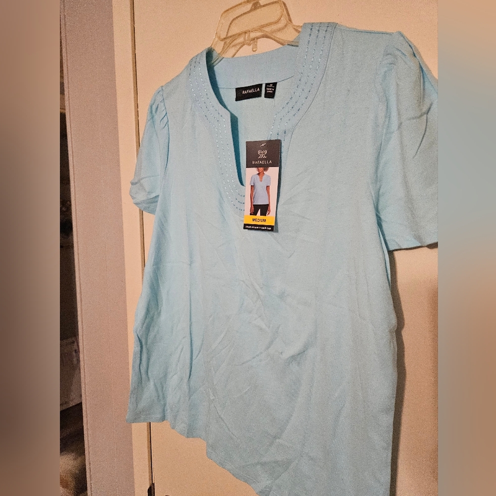 Rafaella Sky Blue Short Sleeve Top